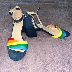 rainbow and denim low heel by French Blu.